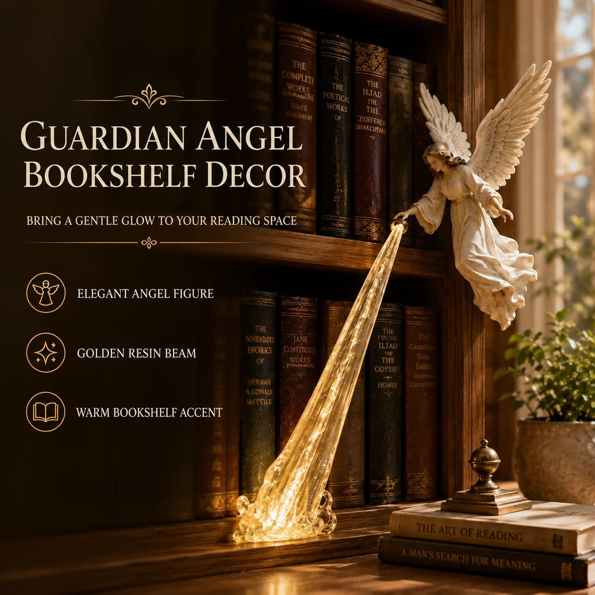 Guardian Angel Bookshelf Light | Warm Decorative Accent