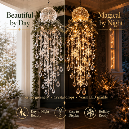 Hanging Snowflake & Crystal LED Porch Décor