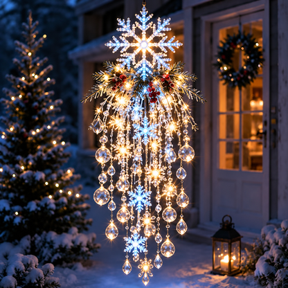 Hanging Snowflake & Crystal LED Porch Décor