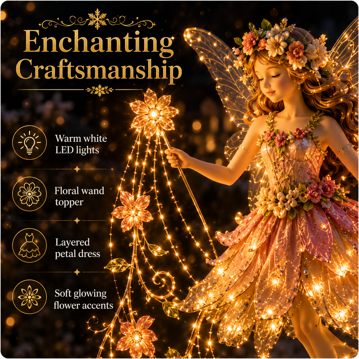 Enchanted Flower Fairy Solar Garden Light – Magical Glowing Outdoor Christmas Yard Decor