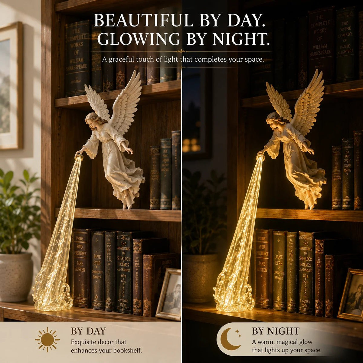 Guardian Angel Bookshelf Light | Warm Decorative Accent