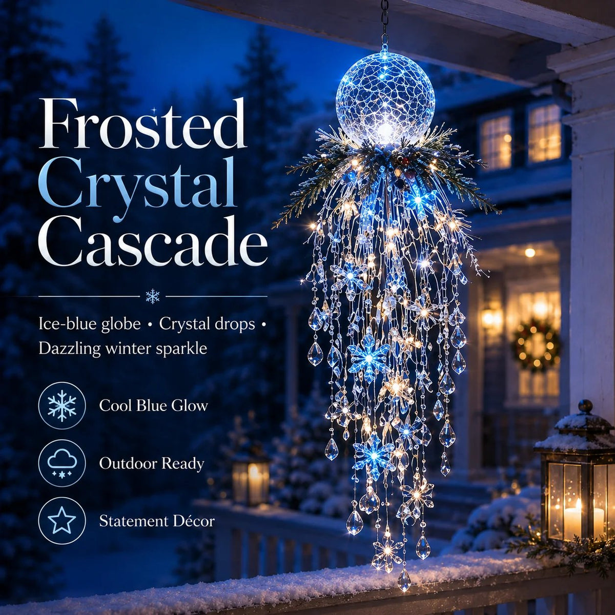 Hanging Snowflake & Crystal LED Porch Décor