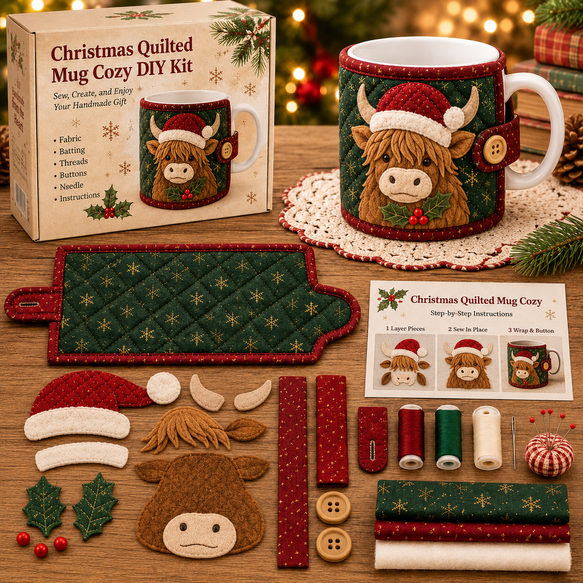 Christmas Mug Cozy Sewing Kit