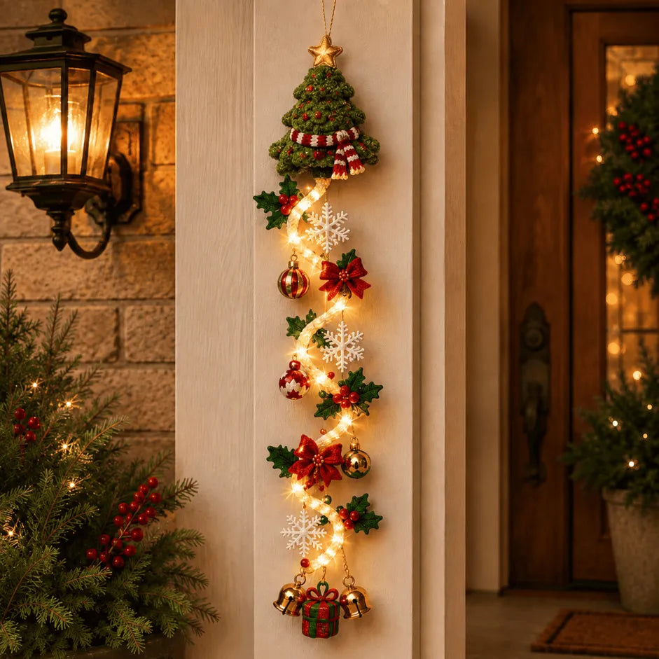 Glowing Christmas Door Hanger | 6 Festive Light Designs